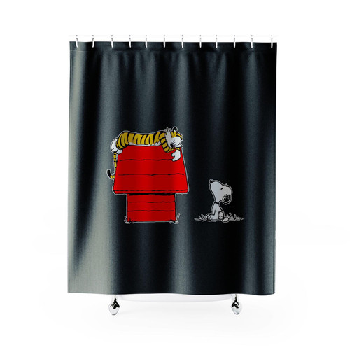 Snoopy And Hobbes Shower Curtains