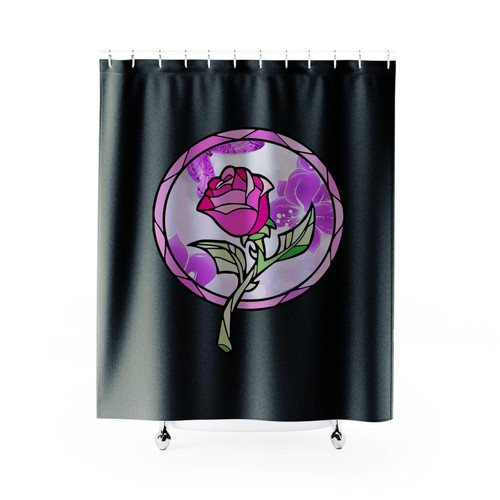 Stained Glass Rose Beauty And The Beast Shower Curtains