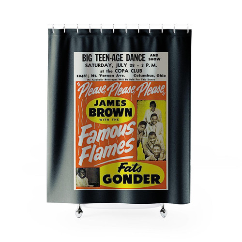 James Brown Famous Flames Rock & Roll Concert Gig Band Poster Shower Curtains