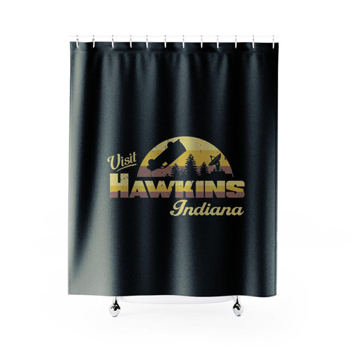 Stranger Things Visit Hawkins Indiana Shower Curtains
