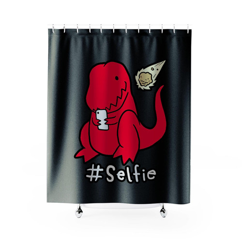 T Rex Cute Dinothis Is To Sad A Cute Smiley Dinosaur Just Selfie Shower Curtains
