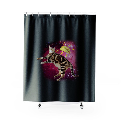 Taco Cat Galaxy Shower Curtains