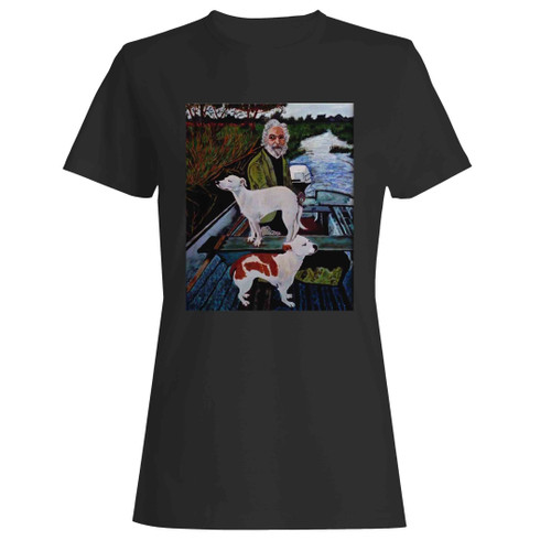 Goodfellas Painting Old Man With Two Dogs Woman's T-Shirt Goodfellas Painting Old Man With Two Dogs Woman's T-Shirt