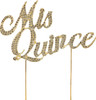 "Mis Quince" Sparkly Rhinestones Gold Cake Topper