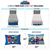 PJ Masks 3 Piece Twin Sheet Set