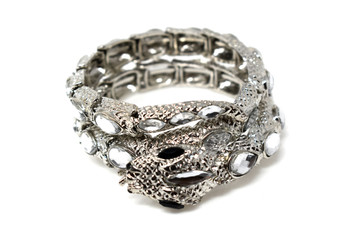 Silver Clear Stone Snake Bracelet 