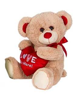 Cuddle Beige Bear Plush "Love you more" 14" 