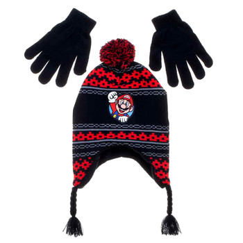 Super Mario Youth Beanie & Gloves Combo