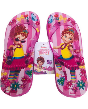 Fancy Nancy Girls Flip Flops Pink  9-10