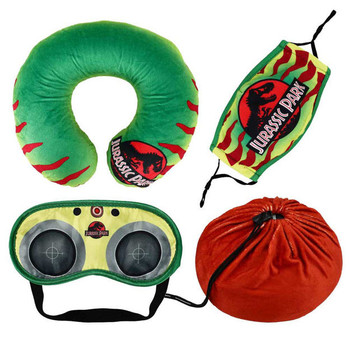 Jurassic Park Neck Pillow, Face Cover & Eye Mask Travel Set