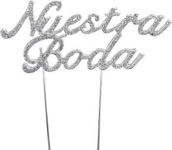 "Nuestra Boda" Sparkly Rhinestones Silver Cake Topper