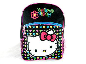 Sanrio Hello Kitty: Girl's Black/Rainbow Heart Backpack Bag