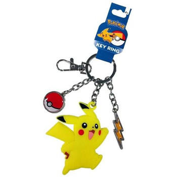 Pokemon Pikachu Rubber and Pokeball Thunder Metal Charm Keychain 