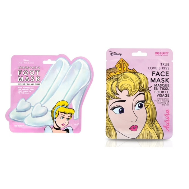 Mad Beauty Disney Princess Cinderella Foot Mask and Aurora Face Mask