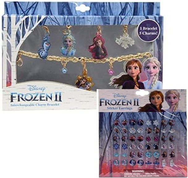 Disney Frozen 2 Interchangeable 5 Charm Bracelet and 24 Sticker Earrings