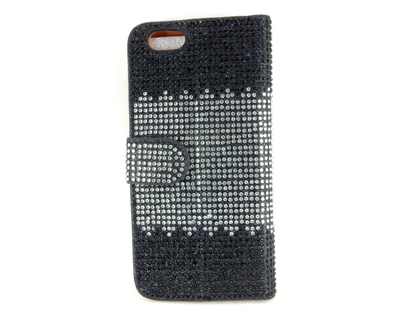 Apple Iphone 6 6s Black Wallet Case Cover with Rhinestone