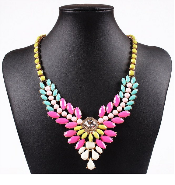 Flower Cluster Colorful Multicolored Necklace