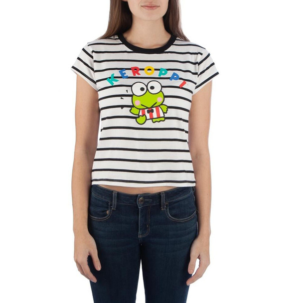 Sanrio Keroppi Striped Cropped Junior Tee/ T-Shirt  XLarge