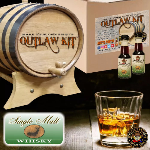 Barrel Aged Whiskey Making Kit - Create Your Own Single Malt Whisky - The Outlaw Kit™ from Skeeter's Reserve Outlaw Gear™ - MADE BY American Oak Barrel™