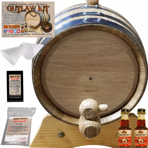 Barrel Aged Whiskey Making Kit - Create Your Own Cherry Bourbon Whiskey - The Outlaw Kit™ from Skeeter's Reserve Outlaw Gear™ - MADE BY American Oak Barrel™