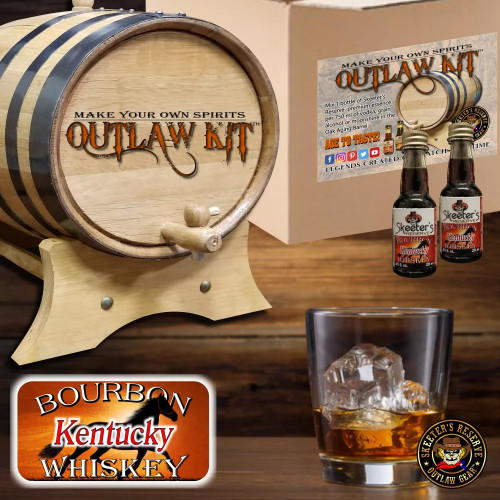 Barrel Aged Whiskey Making Kit - Create Your Own Kentucky Bourbon Whiskey - The Outlaw Kit™ from Skeeter's Reserve Outlaw Gear™ - MADE BY American Oak Barrel™