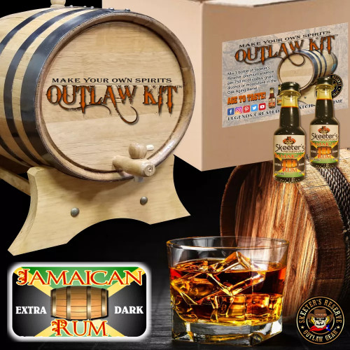 Barrel Aged Rum Making Kit - Create Your Own Dark Jamaican Rum - The Outlaw Kit™ from Skeeter's Reserve Outlaw Gear™ - MADE BY American Oak Barrel™