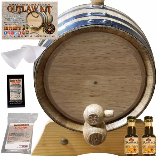 Barrel Aged Rum Making Kit - Create Your Own Spiced Rum - The Outlaw Kit™ from Skeeter's Reserve Outlaw Gear™ - MADE BY American Oak Barrel™
