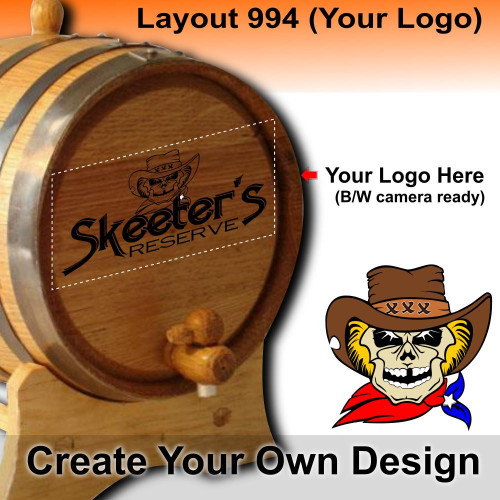 Create Your Own Design (994) - Layout 4 (Your Logo) - Personalized American Oak Aging Barrel