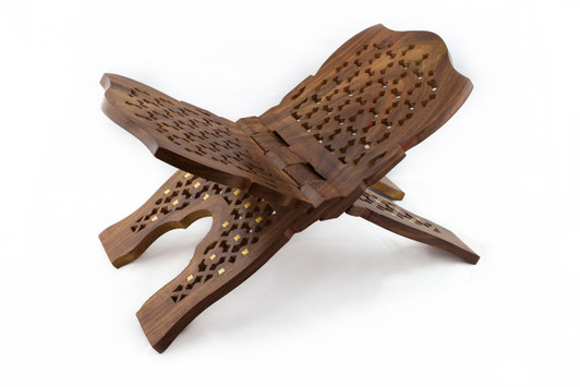 Carved Wooden Bible / Book Stand; collapsible X-style Carved Wooden Bible / Book Stand; collapsible X-style