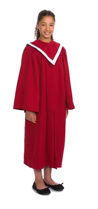 Full length photo of red children's choir robe