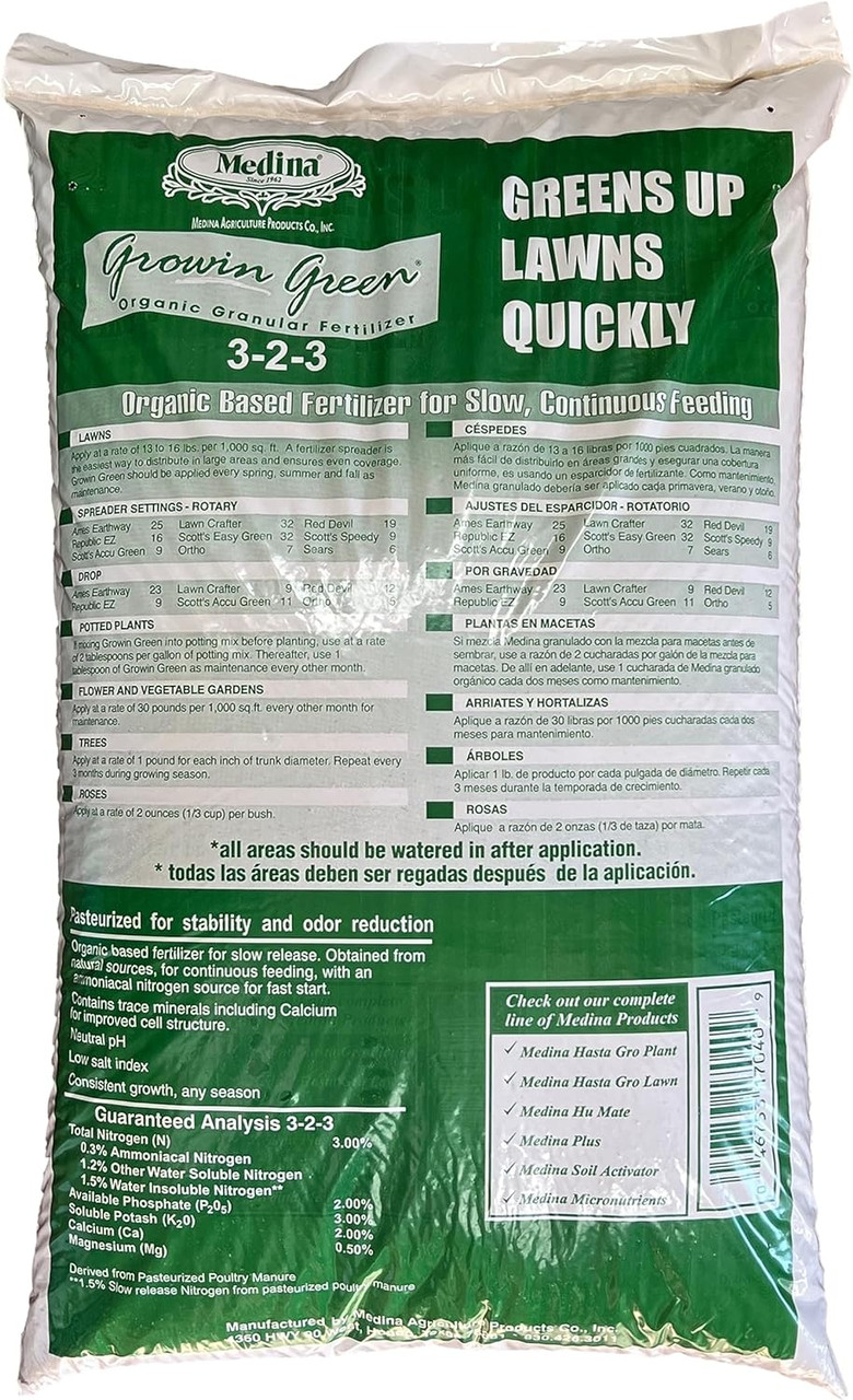 Medina Growin Green Organic Granular Fertilizer - AG Organics