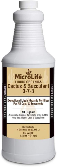MicroLife Cactus & Succulent (3-7-3) Professional Grade Organic Liquid Fertilizer Concentrate, 1 Quart