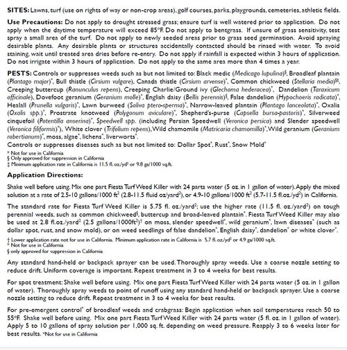 Fiesta Selective PostEmergent Turf Weed Killer 1 Gallon Herbicide AG