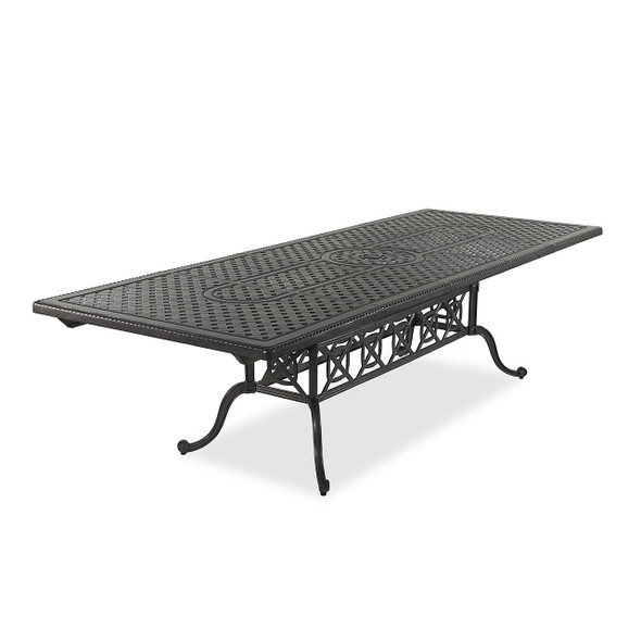 Florence Shade Cast Aluminum and Ash Outdoor Wicker 9 Pc. Dining Set with 74-114 x 44 in. Double Extension Table