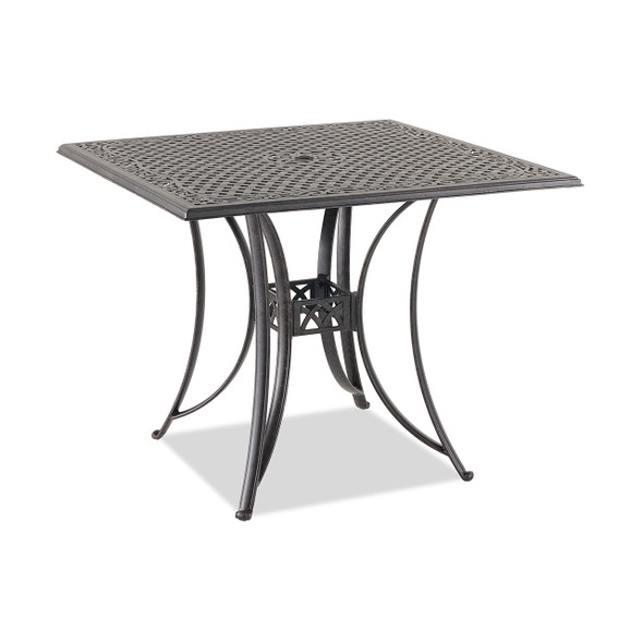 Bellagio Desert Bronze Cast Aluminum and Sapphire Sling 3 Pc. Swivel Bar Set with 48 in. Sq. Table