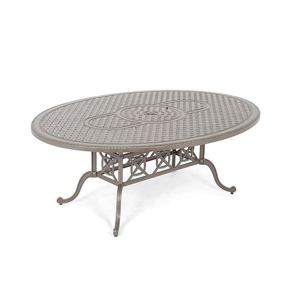 Florence Shade Cast Aluminum and Watercolor Tweed Sling 7 Pc. Dining Set with 80 x 60 in. Table