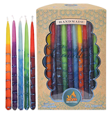 Ner Mitzvah Decorated Multi Colored Beeswax Hanukkah Candles, 45 Count