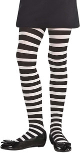 Kids Black and White Striped Tights, S/M- 1 pc.