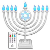 NER MITZVAH STAR OF DAVID LED MENORA 12" WHITE