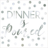 Silver "Dinner is Poured" Party Napkins 16pk