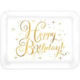 11" X18" LARGE GOLD "Happy Birthday" TRAY