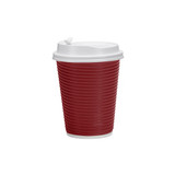 Nicole 12 Oz Maroon Ripple Hot Cup with Lid, 30pk