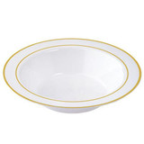 Exquisite 14 Oz White With Gold Band Bowls (10 Count)