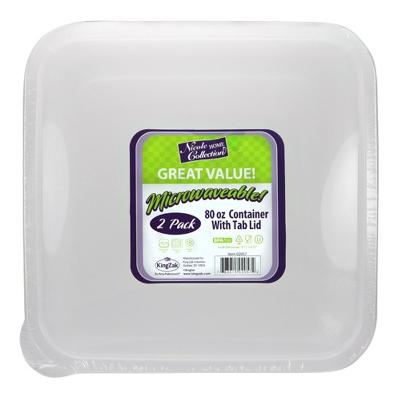 11963-202 - Squares Polyethylene Food Storage Containers & Lids - 2-Pack 8  qt - White