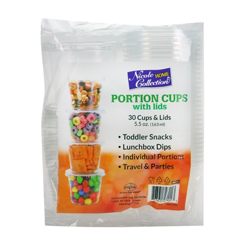 Nicole Home Collection Portion Cups with Lids Clear 5.5 oz