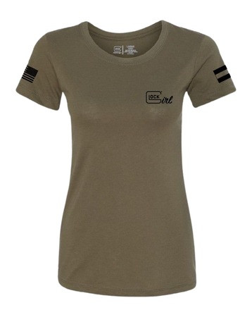 Glock AP96371, Glock Girl Flag Tee, 2XL, Green