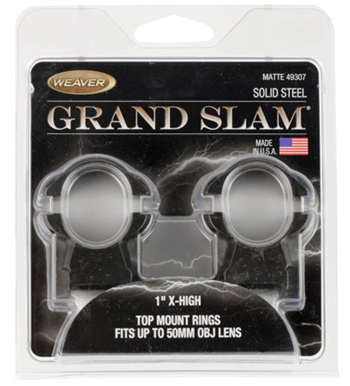 Weaver Grand Slam, Top Mount Ring Set, 1" Tube, Extra High, Matte Black