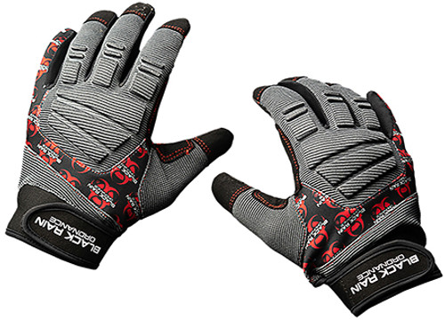 Black Rain Tactical Gloves, Small, Black/Gray/Red, Velcro Closure
