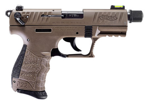 Walther P22Q, 22 LR, 10+1, 3.42" Threaded Barrel, Tactical Series
