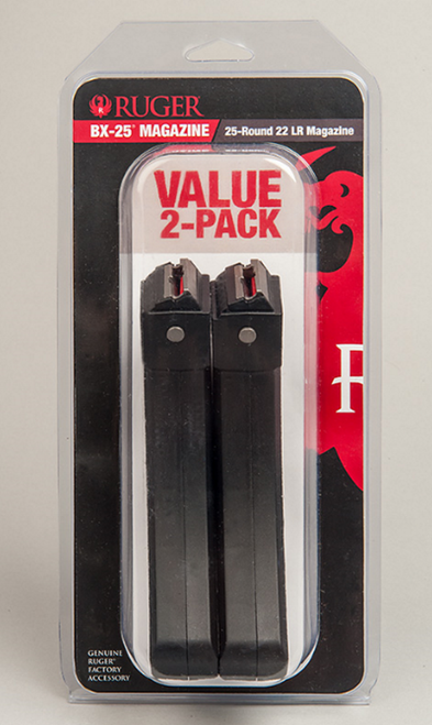 Ruger 90548, 22 LR, 25 Rounds, BX-25 Value Pack, Two BX-25 Magazines